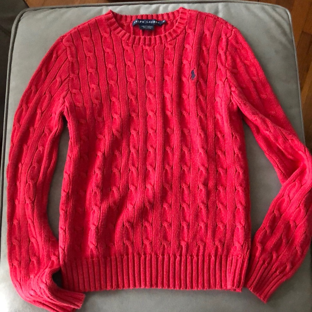 Ralph Lauren red cableknit sweater